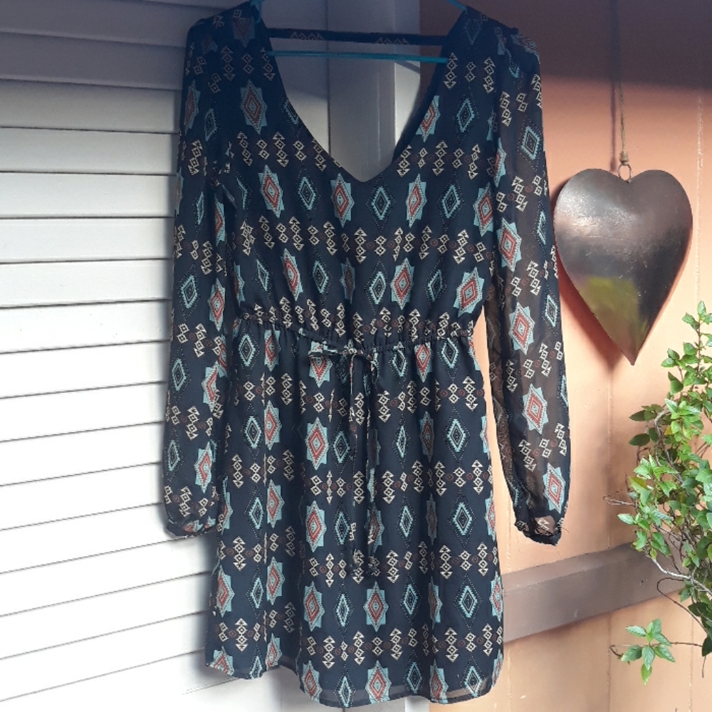 BOHO Aztec print dress BeBop Size S